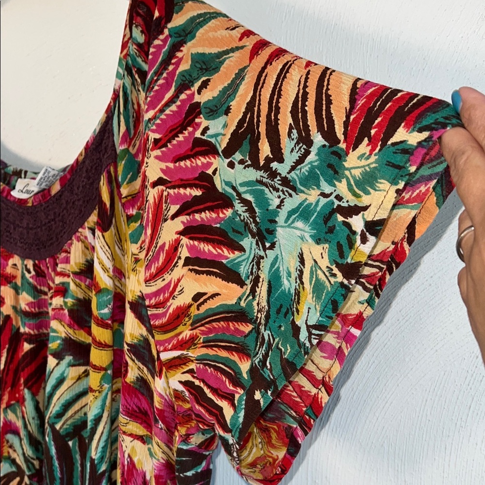 Loungees Tropical Print Maxi Dress with Pockets. - Picture 4 of 7